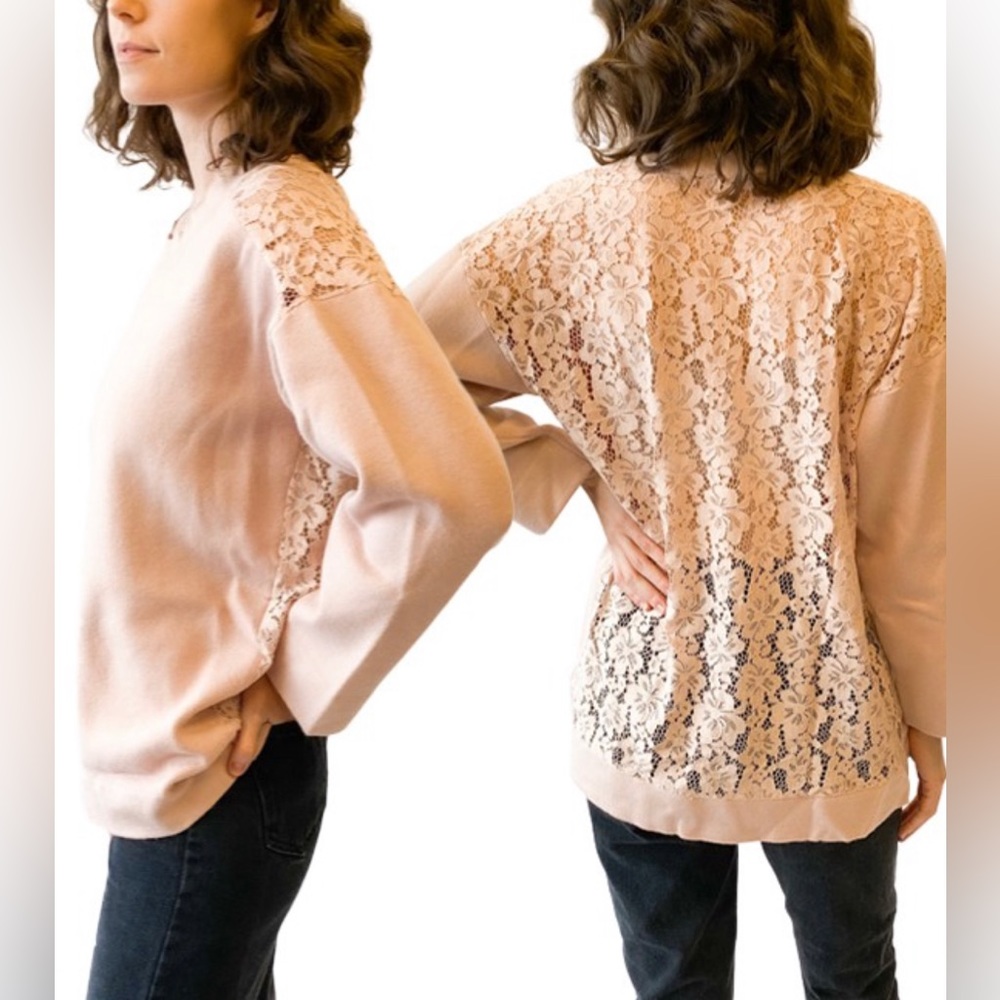 Pink pullover lace back